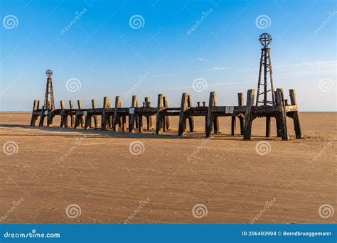 st annes beach lancashire england stock photo image  pier