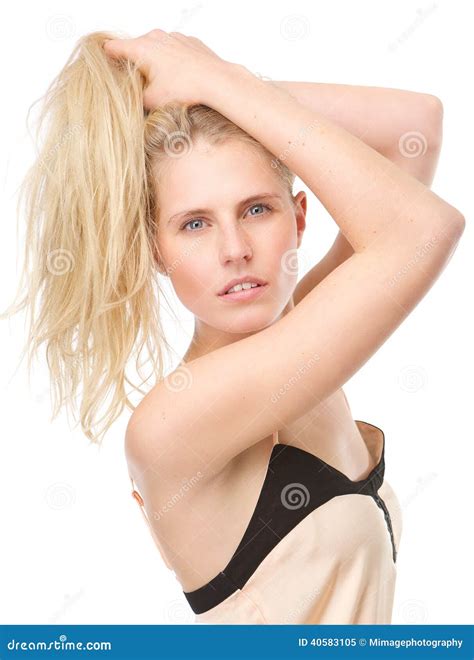 Sensual Young Woman Posing With Hands In Hair Stock Image Image Of