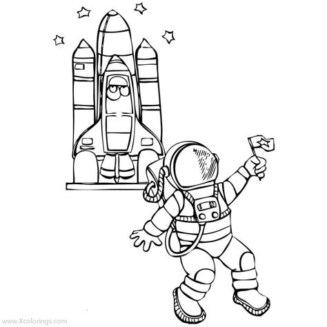 astronaut waving  hand coloring pages xcoloringscom