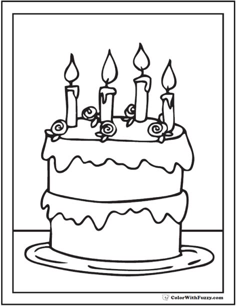 birthday cake coloring pages customizable  printables