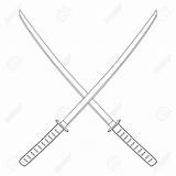 Katana Sword Crossed Swords Zwaard Moziru sketch template
