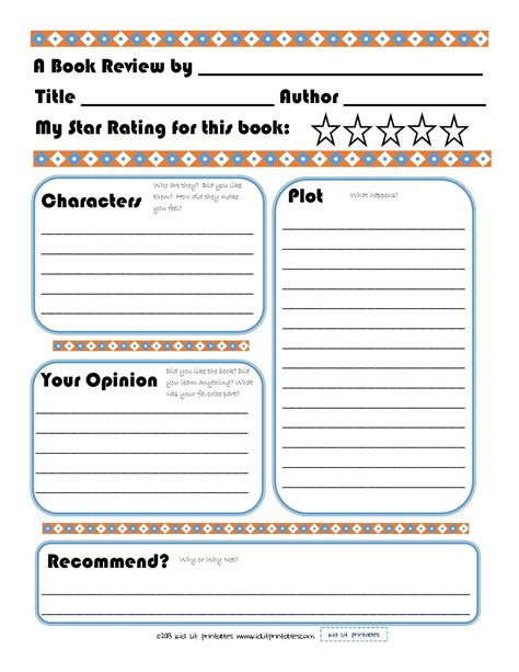 printable book report forms book report templates book report