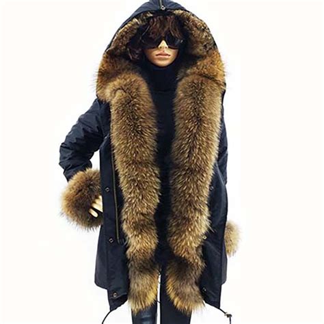brand new 2018 real fur coat long parka winter jacket women real rabbit
