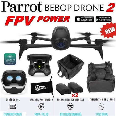 parrot bebop  power  pack fpv  batteries sac transport