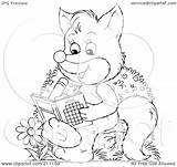 Fox Coloring Outline Activity Using Cute Royalty Clipart Illustration Book Bannykh Alex Rf sketch template
