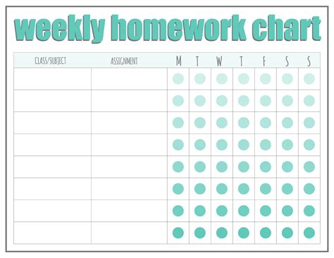 homework chart printable