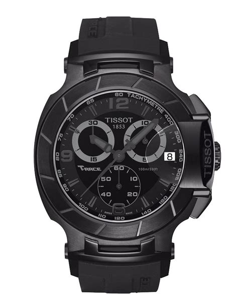 tissot men s t race black quartz chronograph sport watch in black for
