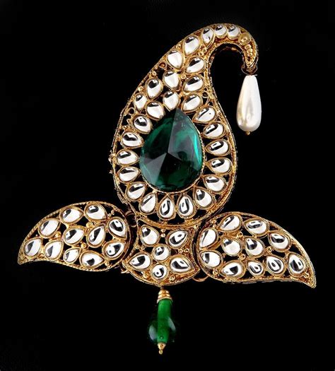 indian vintage fashion green stone turban pin online shopping