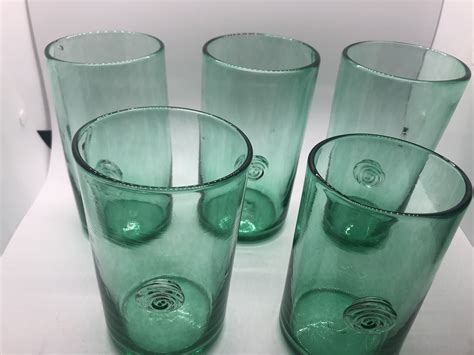 Tall Drinking Glasses With Spiral Stamp Lime Green Etsy