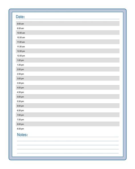 printable daily planner time slots sagenew