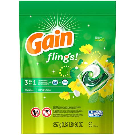 gain flings original laundry detergent pacs  ct