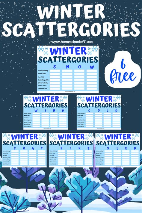 winter scattergories printables homeschool