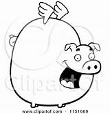 Pig Wings Fat Coloring Cartoon Pages Flying Clipart Cute Little Chubby Thoman Cory Outlined Vector Clipground sketch template