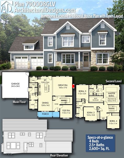 plan glv handsome exclusive traditional house plan  open layout house blueprints