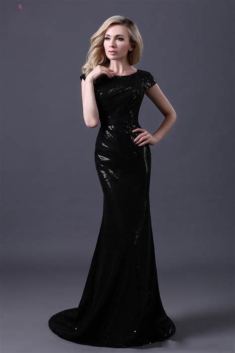 black sequin mermaid in stock evening dresses hot sale prom gowns real