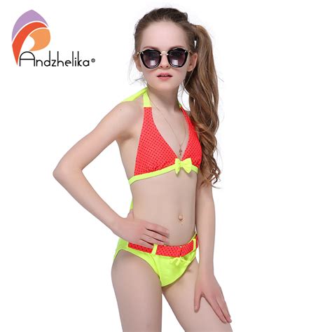 andzhelika traje de baño para niñas 2018 verano niñas bikini lindo arco