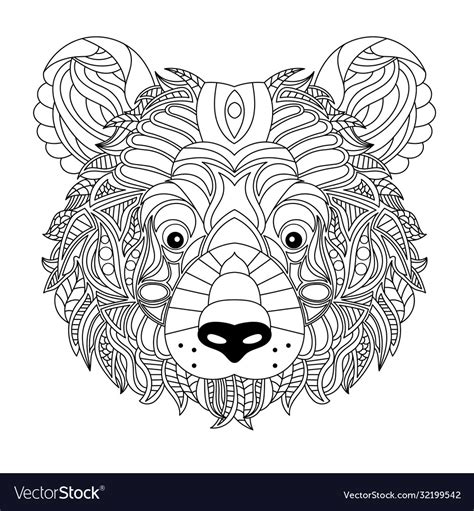 bear head coloring book royalty  vector image