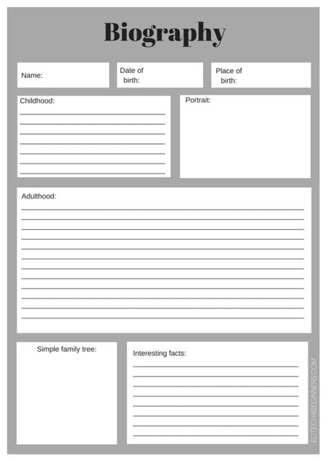 printable biography template