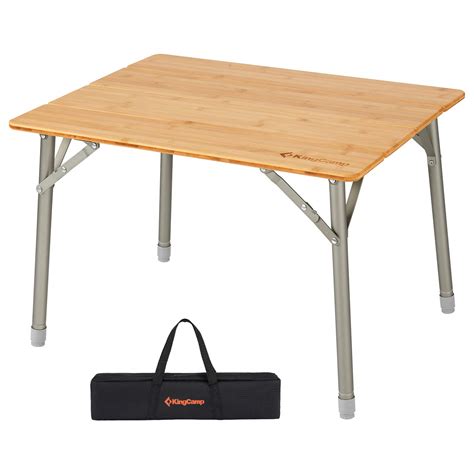 kingcamp portable folding camping table bamboo lightweight fold