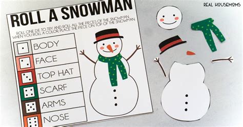 printable roll  snowman game printable templates