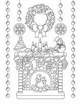 Christmas Coloring Printable Sold Etsy Mantel Adult Scene sketch template