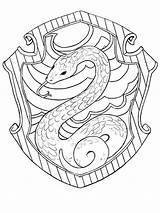 Slytherin Potter Coloring Hogwarts Gryffindor Emblems Escudo Lineart Serpentard Hufflepuff Getcolorings Sonserina Characters 1300 Pottermore Quidditch Tatouage Crests Grafite Pichação sketch template