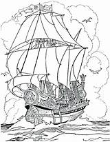 Coloring Ship Pirate Pages Colouring Printable Sunken Drawing Ships Big Galleon Pearl Navy Pirates Adults War Anchor Boat Adult Steamboat sketch template