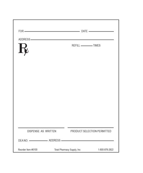 blank prescription form template