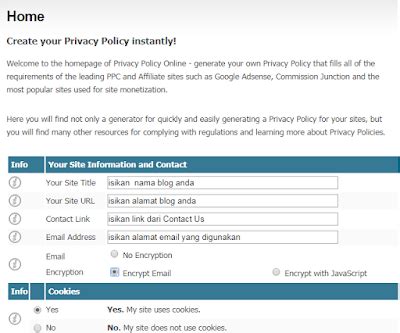 mudah membuat privacy policy  blog penganut ilmu