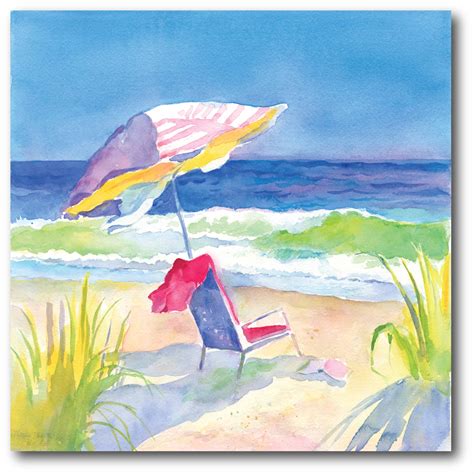 courtside market watercolor beach chair  gallery wrapped canvas wall