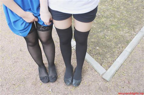 teens in black stockings and flats city candid sexy