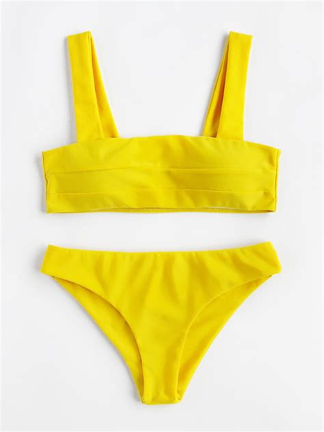 Shop Wide Strap High Leg Bikini Set Online Shein Offers Wide Strap