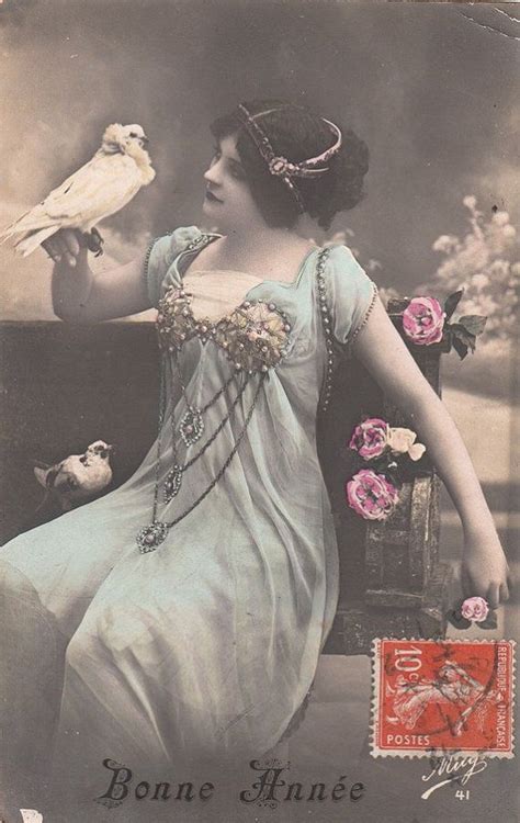 Happy Newyear Vintage French Romantic Postcard