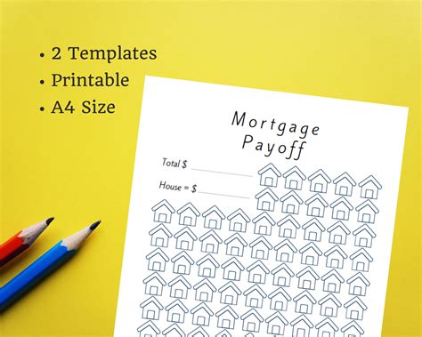 mortgage payoff tracker printable debt  house chart etsy