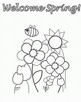 Spring Coloring Pages Kids Printable Simple Preschool Color Welcome Cartoon Sheets Book Mini Weather Print sketch template