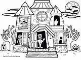 House Haunted Coloring Pages Kids Drawing Spooky Halloween Scary sketch template