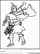 Coloring Bagpipes Kilt Highlander Night Andrews St Bagpipe sketch template