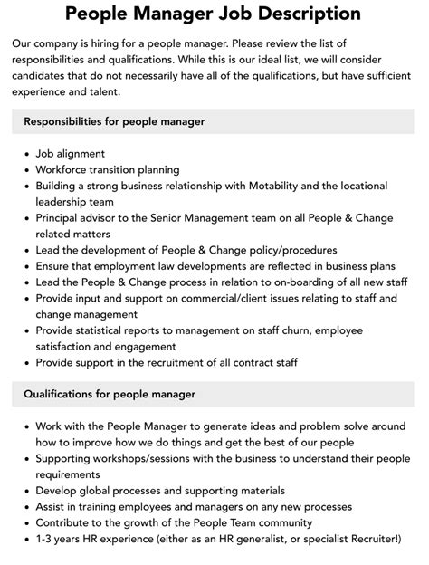 people manager job description velvet jobs