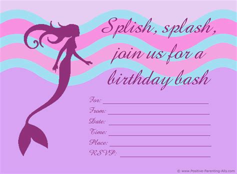 mermaid birthday invitations  printables printable word searches