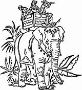 Elephant Carrying Indian Coloring India People Drawings sketch template