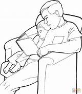 Colorare Vater Figlio Ausmalbilder Hijo Leyendo Hugging Papà Immagini sketch template