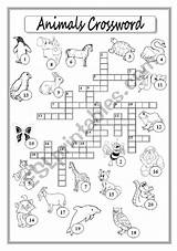 Animals Crossword Puzzle Worksheet Worksheets Preview Vocabulary Esl sketch template