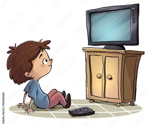 nino mirando la television stock illustration adobe stock