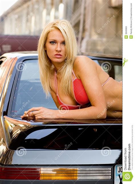 Sports Car Girl Blonde Stock Image Image Of Attractive 3849969