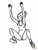 Coloring Jump Long Pages Woman Athletics Athletes Printable Color Clipart Drawing Sports Supercoloring sketch template