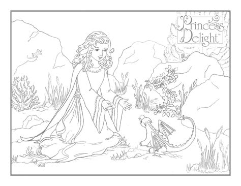 princess delight princess  baby dragon coloring page