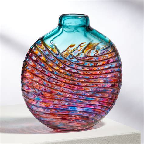 Optic Rib Flat Vase By Michael Trimpol And Monique