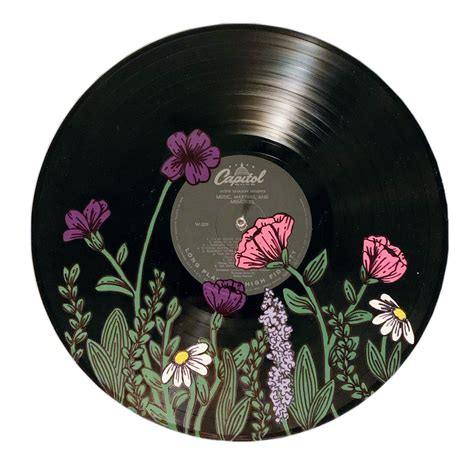 wildflowers painted record hand painted vinyl recordswall etsy hand painted wall murals