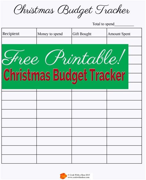 printable christmas budget tracker christmas   budget