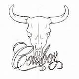 Skull Bull Cowboy Metacharis Longhorn Skulls Country Tatovering sketch template